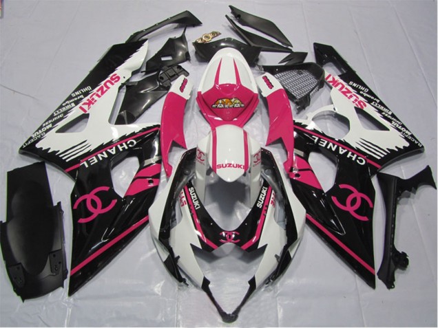 2005-2006 Suzuki GSXR 1000 Motorcycle Fairings - White Pink Black Chanel Canada