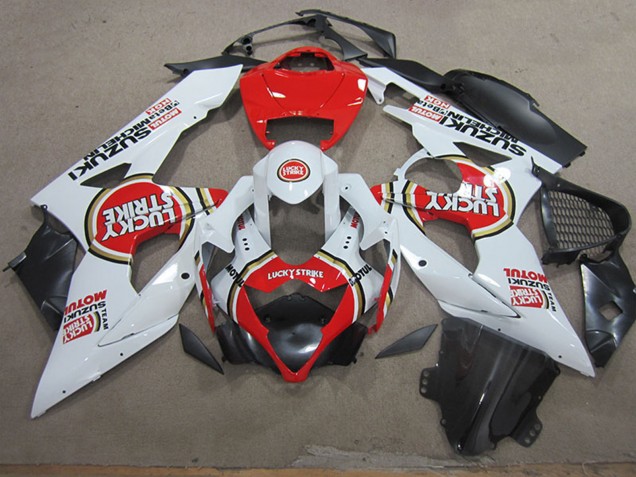 2005-2006 Suzuki GSXR 1000 Motorcycle Fairings - White Red Lucky Strike Motul Canada