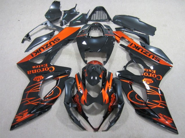 2005-2006 Suzuki GSXR 1000 Motorcycle Fairings - Glossy Black Orange Corona Extra Canada