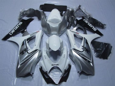2007-2008 Suzuki GSXR 1000 Motorcycle Fairing - White Silver Black Canada