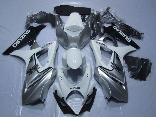 2007-2008 Suzuki GSXR 1000 Motorcycle Fairing - White Silver Black Canada