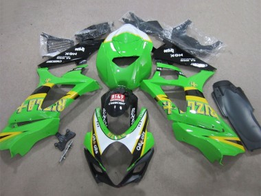 2007-2008 Suzuki GSXR 1000 Motorcycle Fairings - Green White Yellow Black Rizla Q8 Oils Canada
