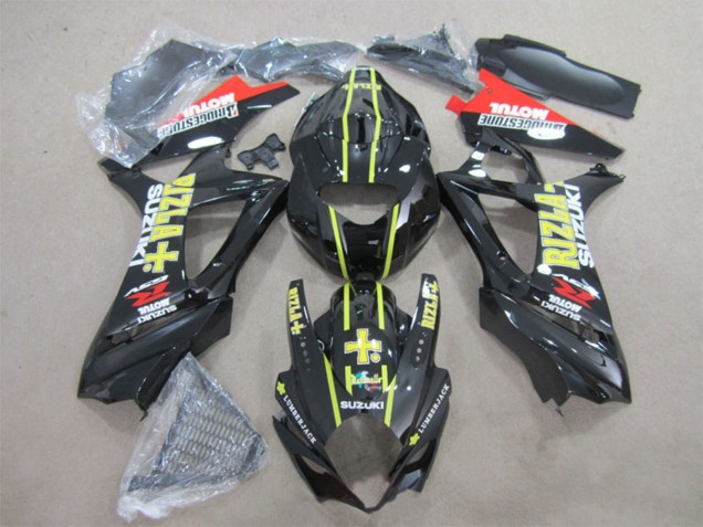 2007-2008 Suzuki GSXR 1000 Motorcycle Fairings - Glossy Black Yellow Red Rizla Canada