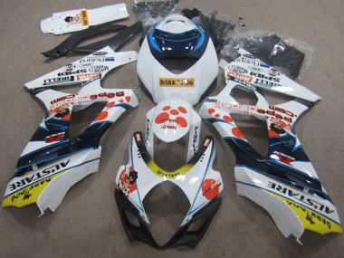 2007-2008 Suzuki GSXR 1000 Motorcycle Fairings - White Red Blue Yellow Dark Dog Canada