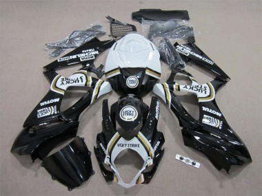 2007-2008 Suzuki GSXR 1000 Motorcycle Fairings - White Black Lucky Strike Motul Canada