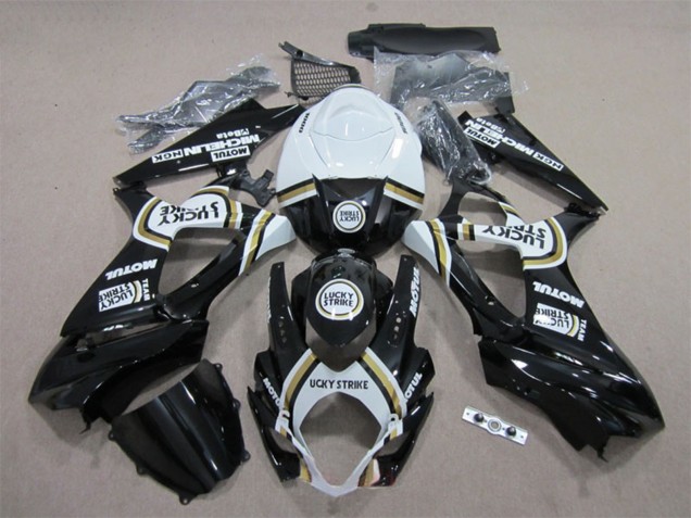 2007-2008 Suzuki GSXR 1000 Motorcycle Fairings - White Black Lucky Strike Motul Canada