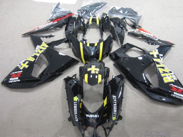 2009-2016 Suzuki GSXR 1000 Motorcycle Fairings - Glossy Black Yellow Rizla Lumber Jack Canada