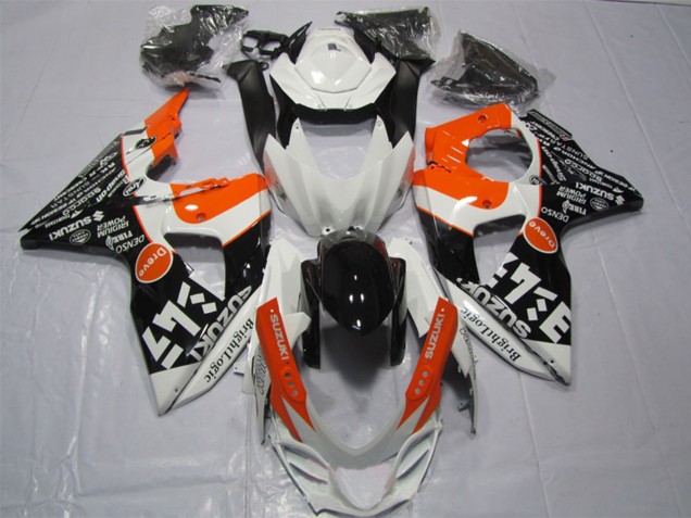 2009-2016 Suzuki GSXR 1000 Motorcycle Fairings - White Orange Black Bright Logic Canada