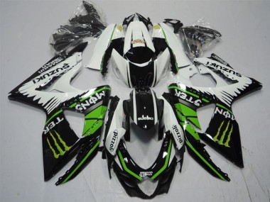2009-2016 Suzuki GSXR 1000 Motorcycle Fairings - White Green Monster Black Pizzoli Canada