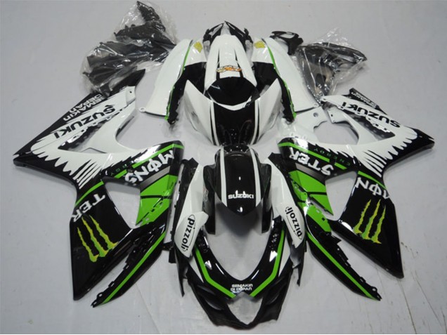 2009-2016 Suzuki GSXR 1000 Motorcycle Fairings - White Green Monster Black Pizzoli Canada
