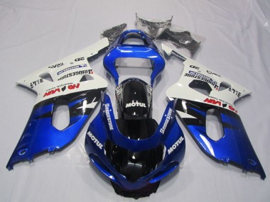 2001-2003 Suzuki GSXR 600 Motorcycle Fairings - White Blue Glossy Black Motul Canada