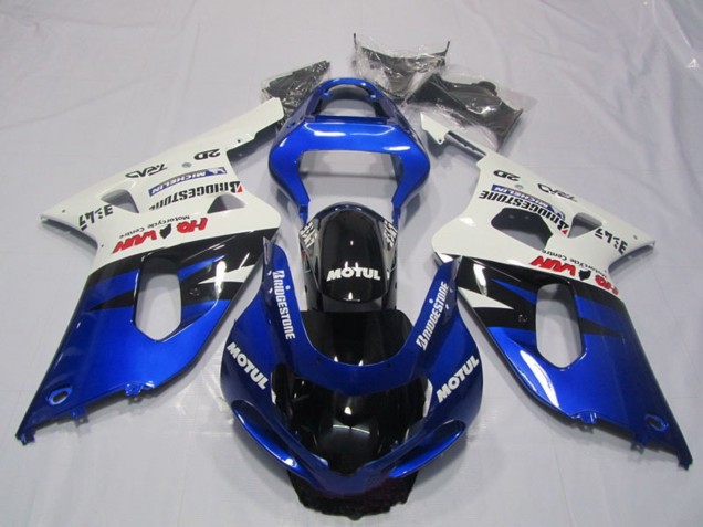 2001-2003 Suzuki GSXR 600 Motorcycle Fairings - White Blue Glossy Black Motul Canada