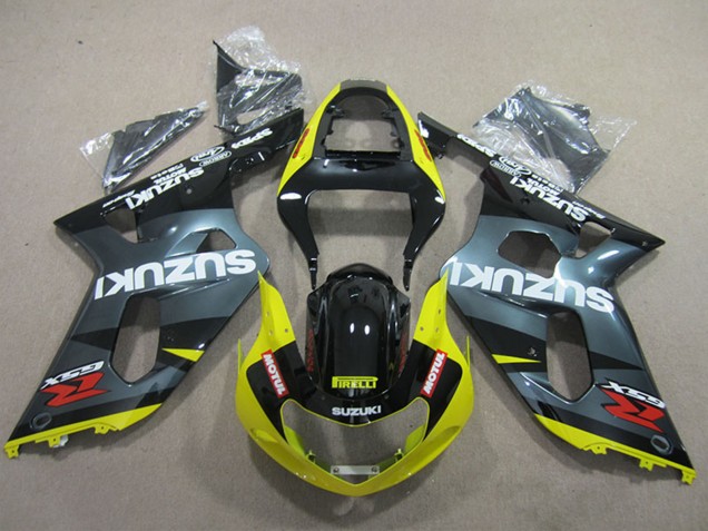 2001-2003 Suzuki GSXR 600 Motorcycle Fairings - Black Yellow Motul Canada