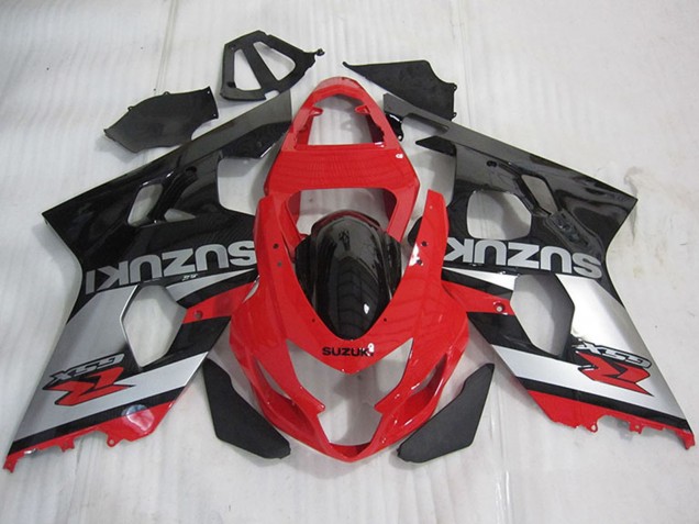 2004-2005 Suzuki GSXR 600 Motorcycle Fairings - Red Silver Glossy Black Canada