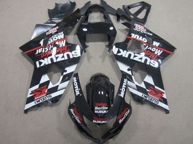 2004-2005 Suzuki GSXR 600 Motorcycle Fairings - Glossy Black Red White Telefumica MoviStar Canada