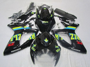2006-2007 Suzuki GSXR 600 Motorcycle Fairings - Glossy Black Yellow Rizla Red Canada
