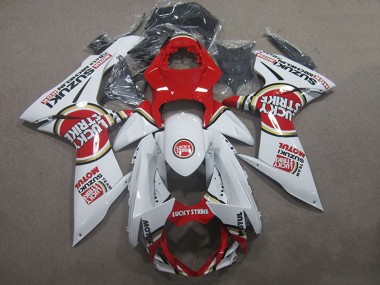 2011-2024 Suzuki GSXR 600 Motorcycle Fairings - White Red Motul Lucky Strike Canada