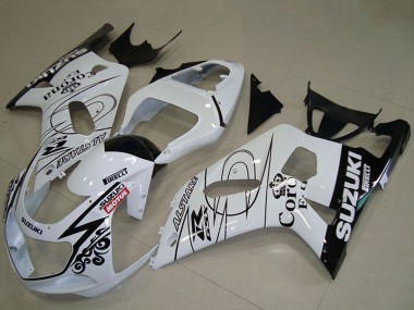 2001-2003 Suzuki GSXR 750 Motorcycle Fairings - White Black Alstare Corona Extra Motul Canada