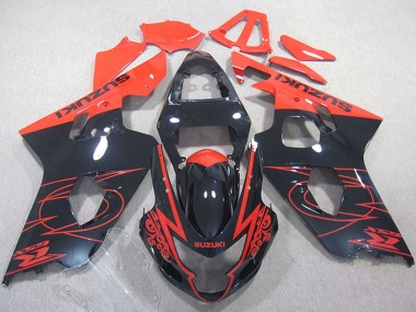 2004-2005 Suzuki GSXR 750 Motorcycle Fairings - Red Glossy Black Canada