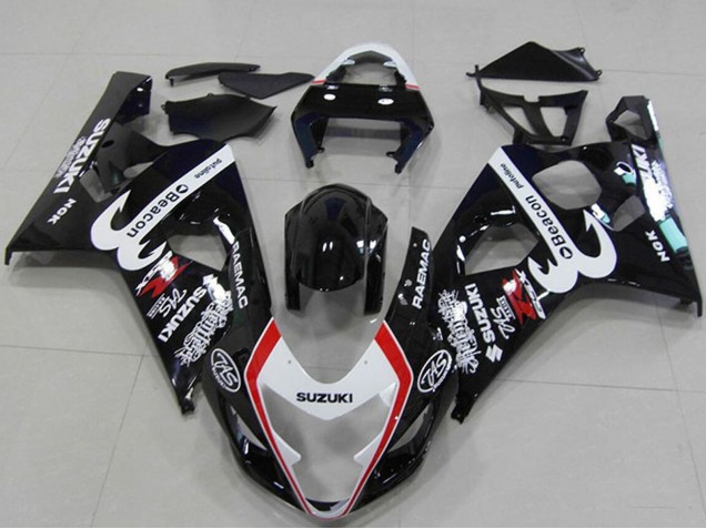 2004-2005 Suzuki GSXR 750 Motorcycle Fairings - Glossy Black White Red Beacon Canada