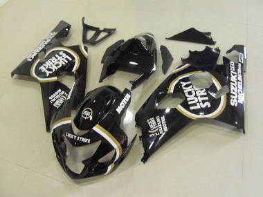 2004-2005 Suzuki GSXR 750 Motorcycle Fairings - Glossy Black White Lucky Strike Motul Canada