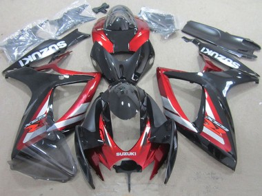 2006-2007 Suzuki GSXR 750 Motorcycle Fairings - Red Glossy Black Canada
