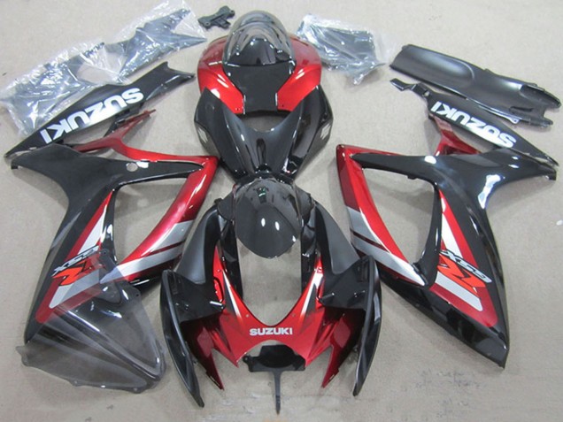 2006-2007 Suzuki GSXR 750 Motorcycle Fairings - Red Glossy Black Canada