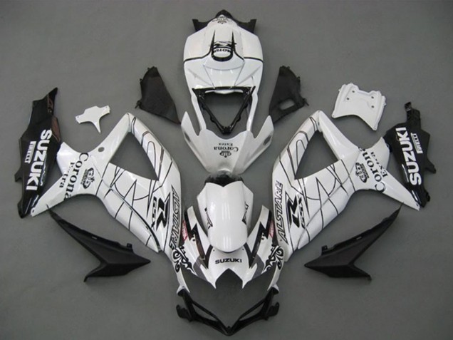 2008-2010 Suzuki GSXR 750 Motorcycle Fairings - White Black Corona Extra Alstare Canada