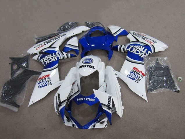 2011-2024 Suzuki GSXR 750 Motorcycle Fairings - White Lucky Strike Motul Canada