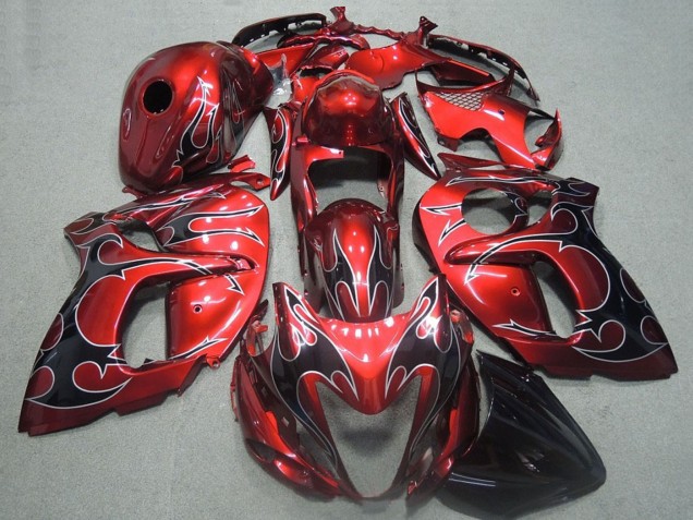 2008-2020 Suzuki GSXR 1300 Hayabusa Motorcycle Fairings - Red Black Flame Canada