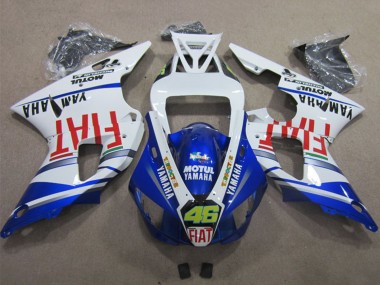 1998-1999 Yamaha YZF R1 Motorcycle Fairings - White Blue Red Motul Fiat 46 Canada