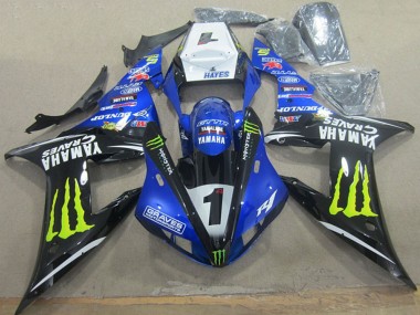 2002-2003 Yamaha YZF R1 Motorcycle Fairings - White Blue Black Neon Yellow Monster Graves 1 Canada