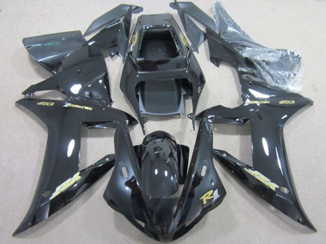 2002-2003 Yamaha YZF R1 Motorcycle Fairings - Glossy Black Gold Decal Canada