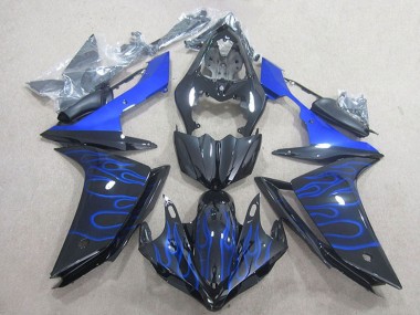 2007-2008 Yamaha YZF R1 Motorcycle Fairing - Glossy Black Blue Flame Canada