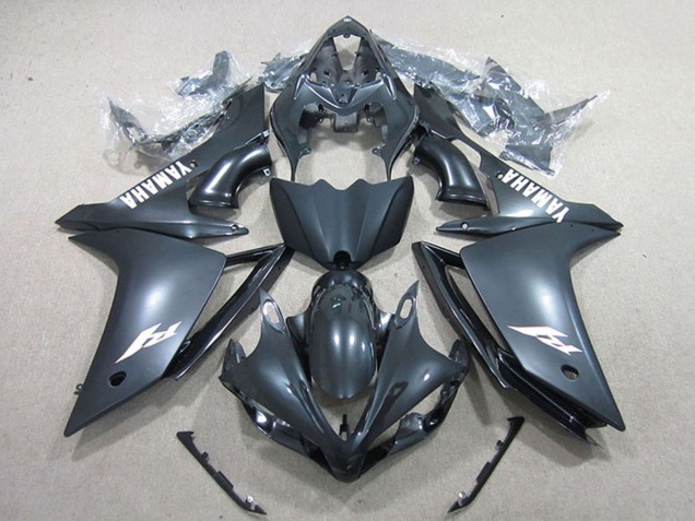 2007-2008 Yamaha YZF R1 Motorcycle Fairings - Matte Black White Decal Canada