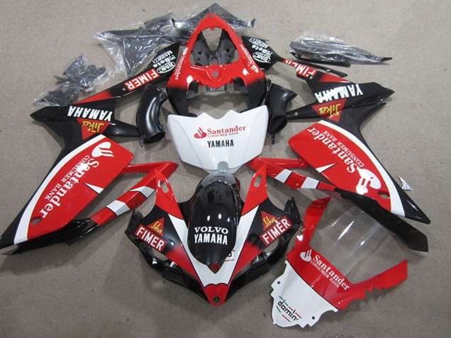 2007-2008 Yamaha YZF R1 Motorcycle Fairings - Red White Black Volvo Santander Fimer Canada