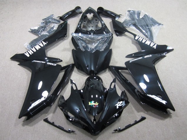 2007-2008 Yamaha YZF R1 Motorcycle Fairings - Glossy Black White Decal Canada