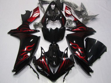 2007-2008 Yamaha YZF R1 Motorcycle Fairing - Glossy Black Red Flame Canada