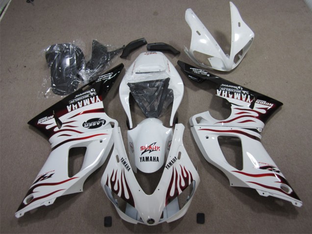 2009-2011 Yamaha YZF R1 Motorcycle Fairings - White Red Black Flame Canada