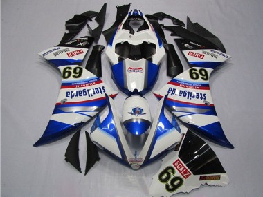 2009-2011 Yamaha YZF R1 Motorcycle Fairings - White Blue Black Sterilgarda SCALZ 69 Canada