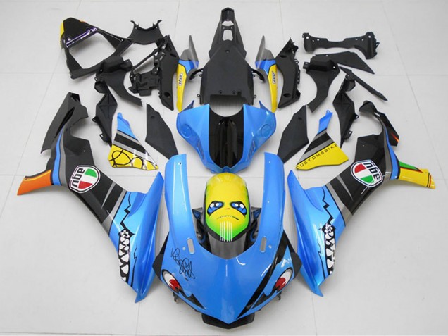 2015-2019 Yamaha YZF R1 Motorcycle Fairing Kits - Blue Yellow Shark Canada