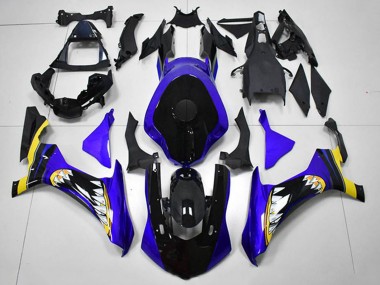2015-2019 Yamaha YZF R1 Motorcycle Fairings - Blue Yellow Glossy Black Shark Canada