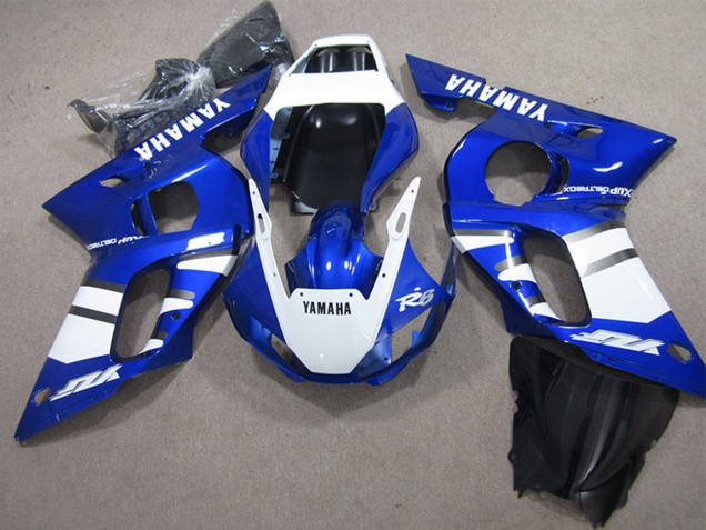 1998-2002 Yamaha YZF R6 Motorcycle Fairings - White Blue Canada