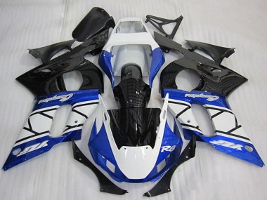 1998-2002 Yamaha YZF R6 Motorcycle Fairing - White Blue Glossy Black Champions Canada