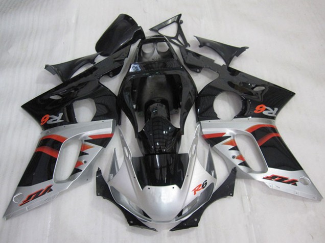 1998-2002 Yamaha YZF R6 Motorcycle Fairings - Silver Red Glossy Black Canada