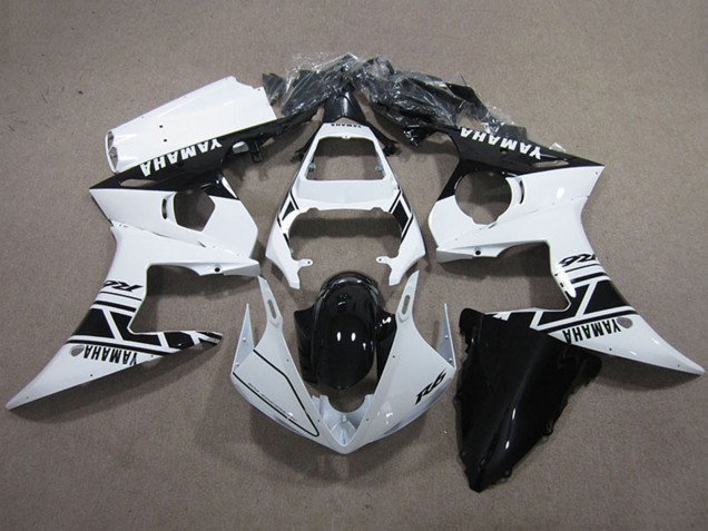 2003-2004 Yamaha YZF R6 Motorcycle Fairings Kits - White Glossy Black Canada