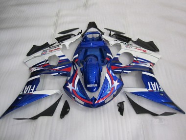 2003-2004 Yamaha YZF R6 Motorcycle Fairings - White Blue Red Motul Fiat Canada