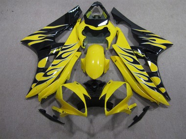 2006-2007 Yamaha YZF R6 Motorcycle Fairings - Yellow Black Flame Canada