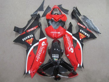 2008-2016 Yamaha YZF R6 Motorcycle Fairings - Red White Glossy Black Volvo Santander Fimer Canada