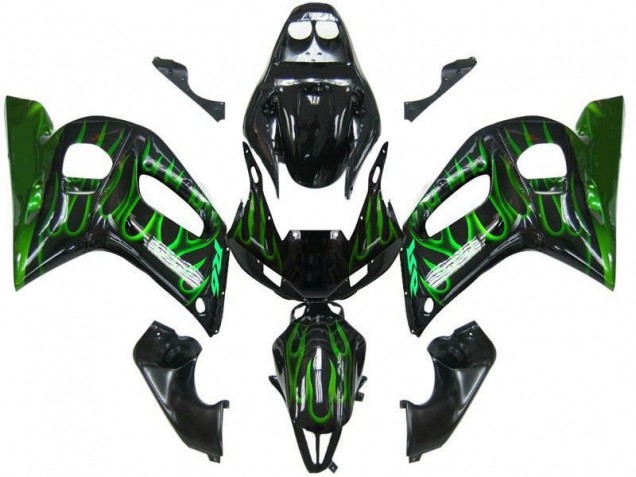 Cheap 1998-2002 Black Green Flame Yamaha YZF R6 Motorbike Fairing Kits Canada Cheap 1998-2002 Black Green Flame Yamaha YZF R6 Motorbike Fairing Kits Canada